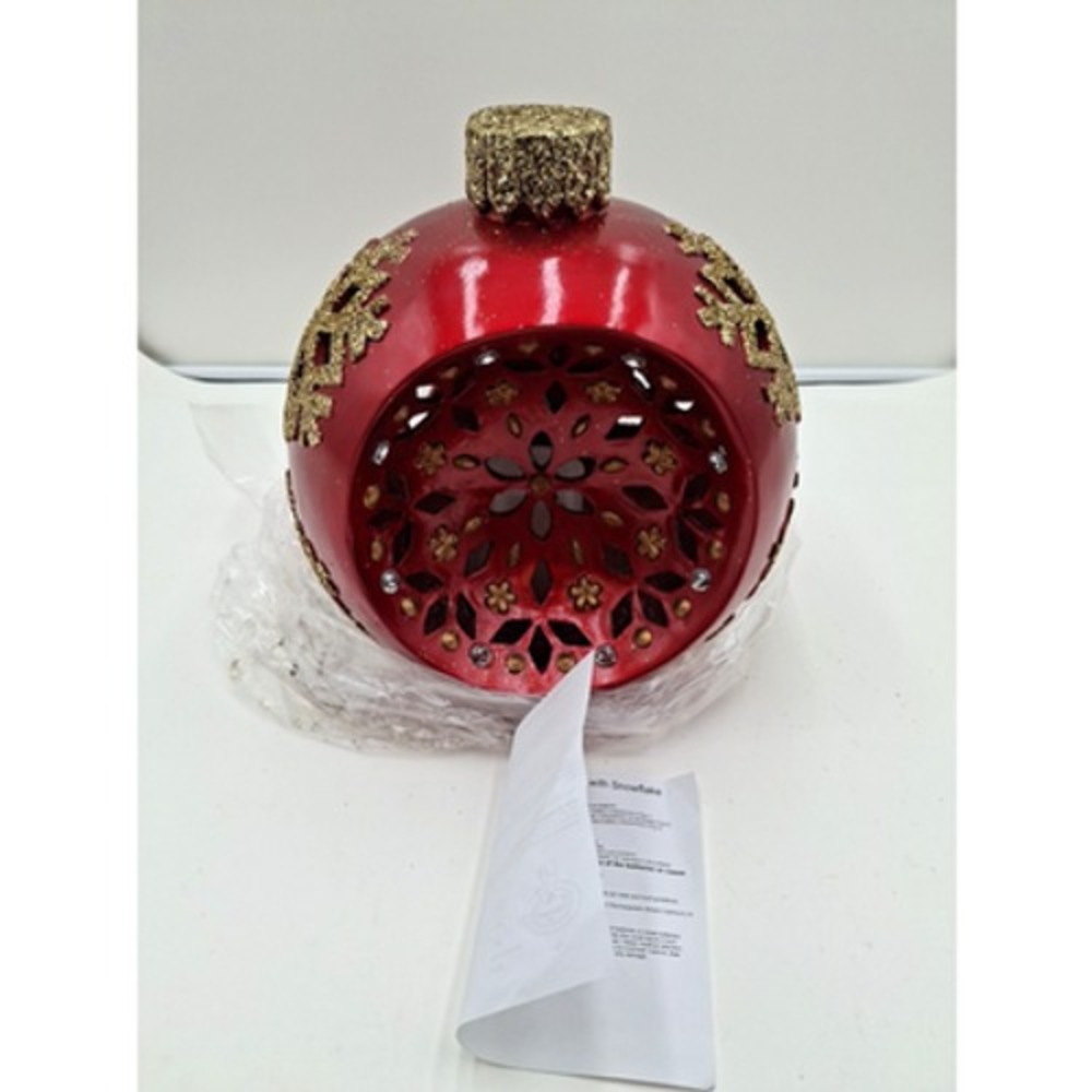 Kringle Express Concave 11in Ornament Luminary Snowflake Red Christmas Decor